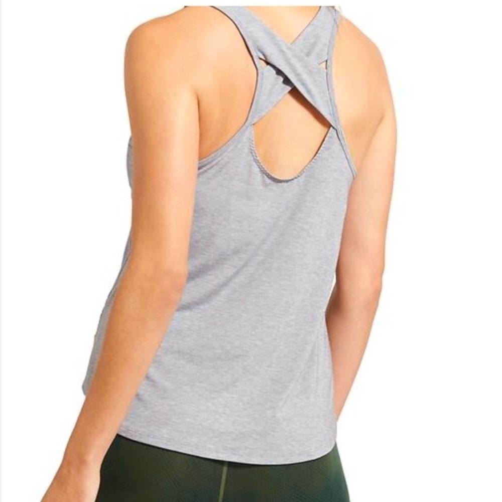 Athleta Yogini Athletic Tank Strappy Back Light Heather Blue Size XS